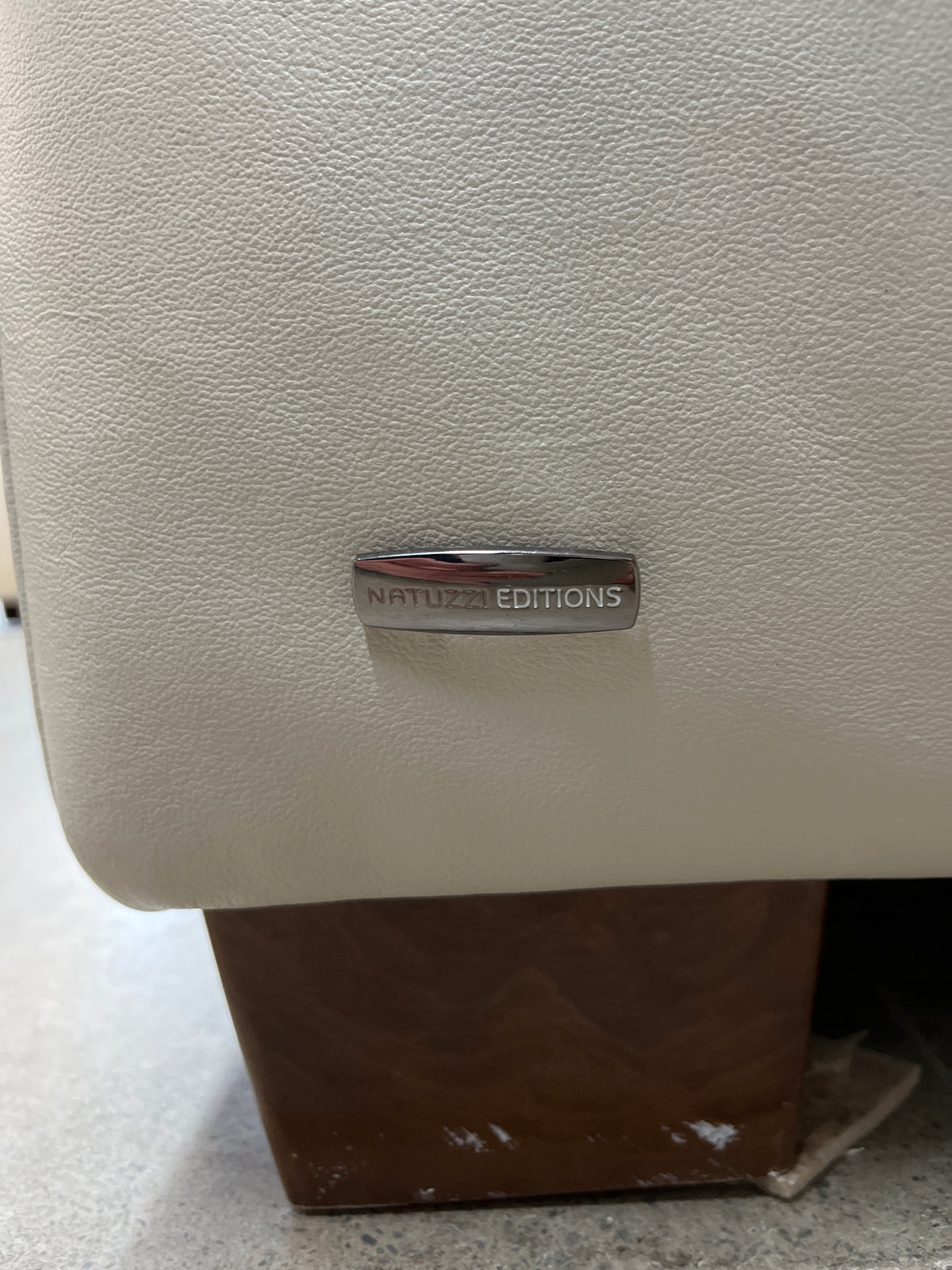 84"W Off White Leather Sofa