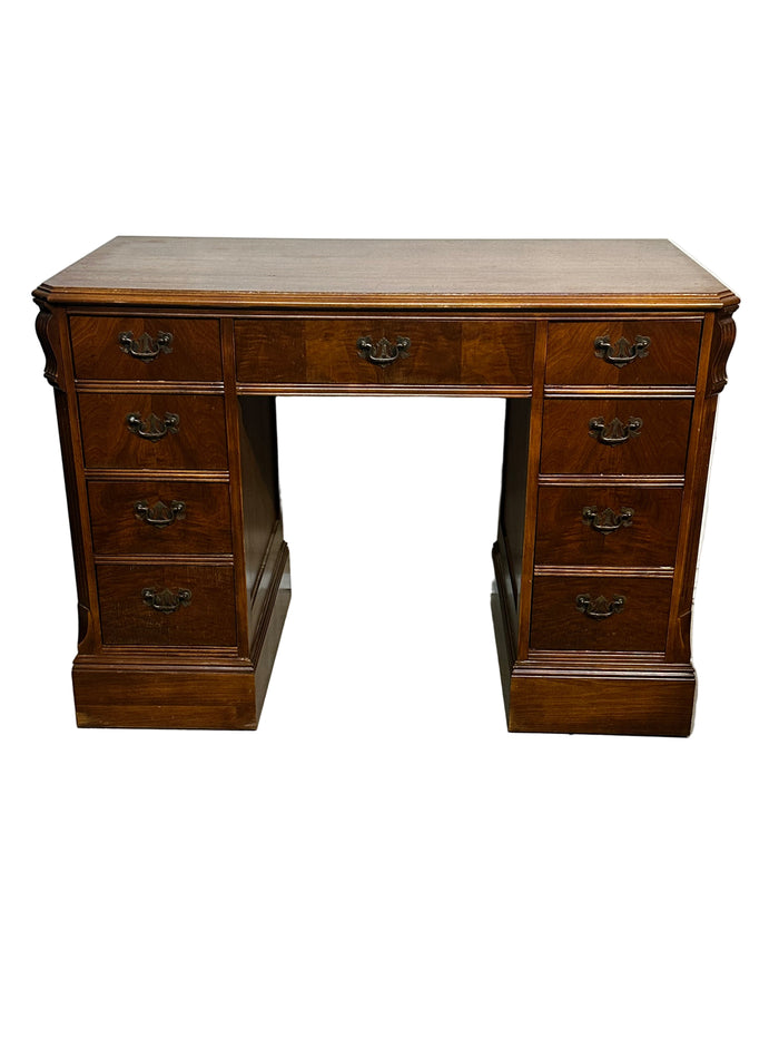 Vintage Solid Wood Pedestal Desk