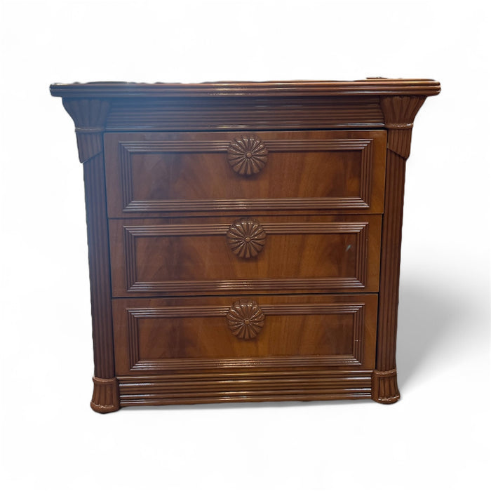 3 Drawer Nightstand With Carved Detailing