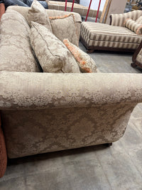 Traditional Dark Tan Floral Loveseat