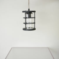 Cylindrical Lantern Styled 1-Light Pendant in Black Frame with Textured Glass Diffuser, 44014-LWU