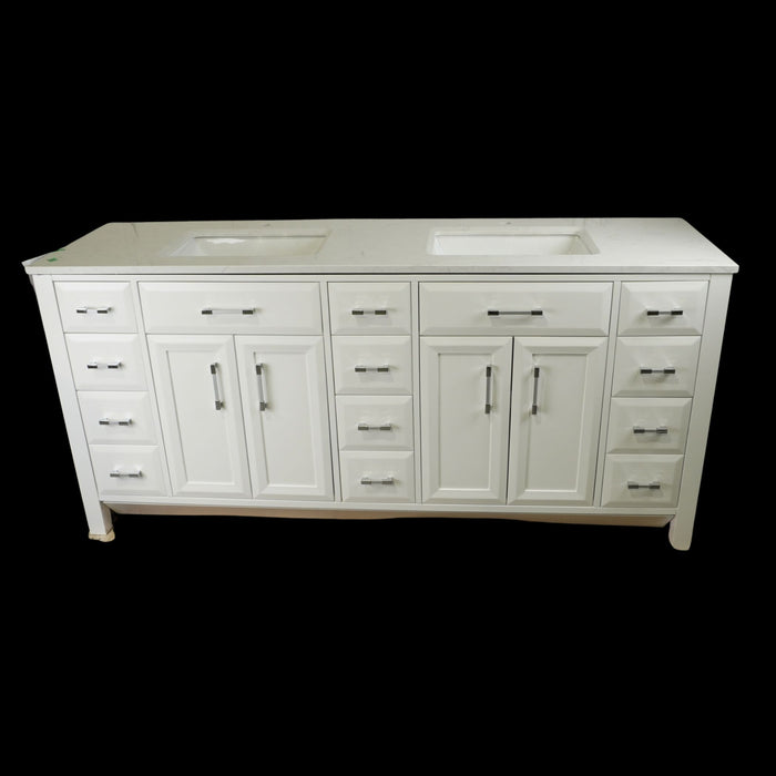 Art Bathe Calais 75-in W x 22-in D White Vanity with Stone Top Sink