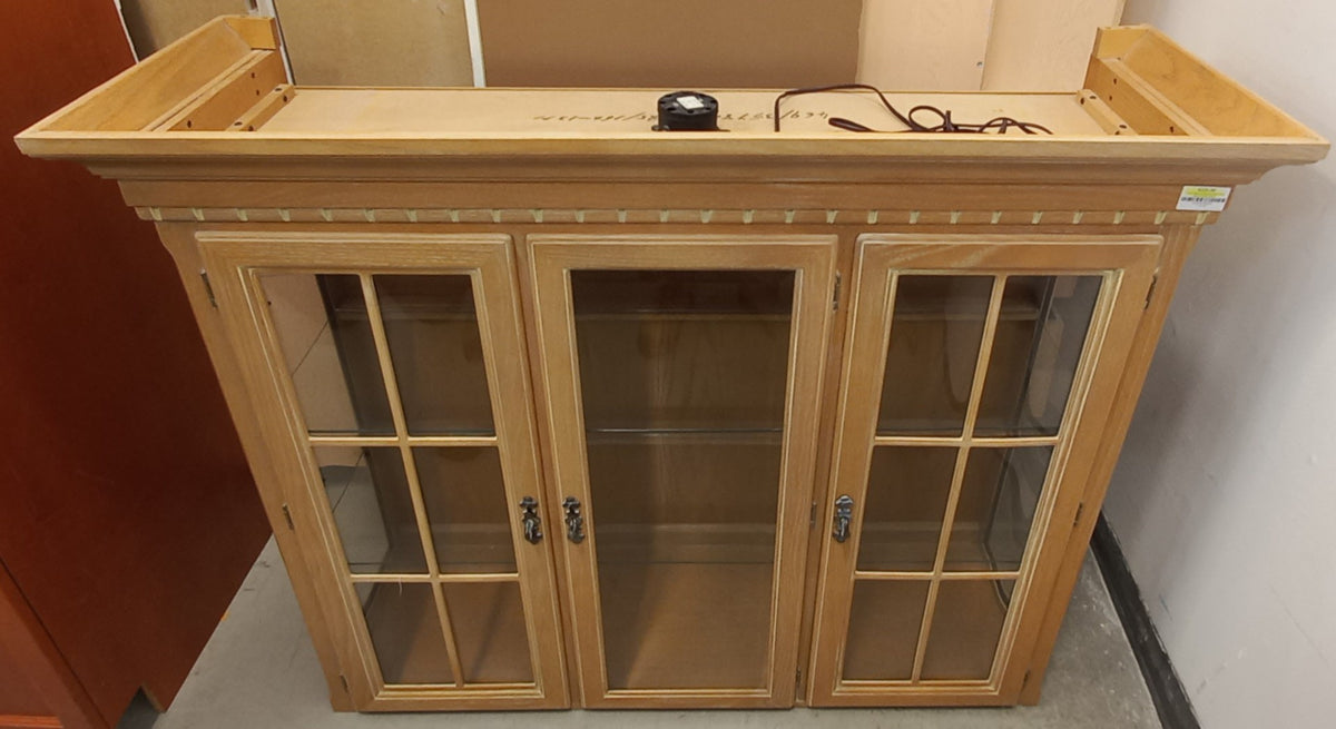 Brown Kitchen Cabinet with Three Glass-Paned Doors