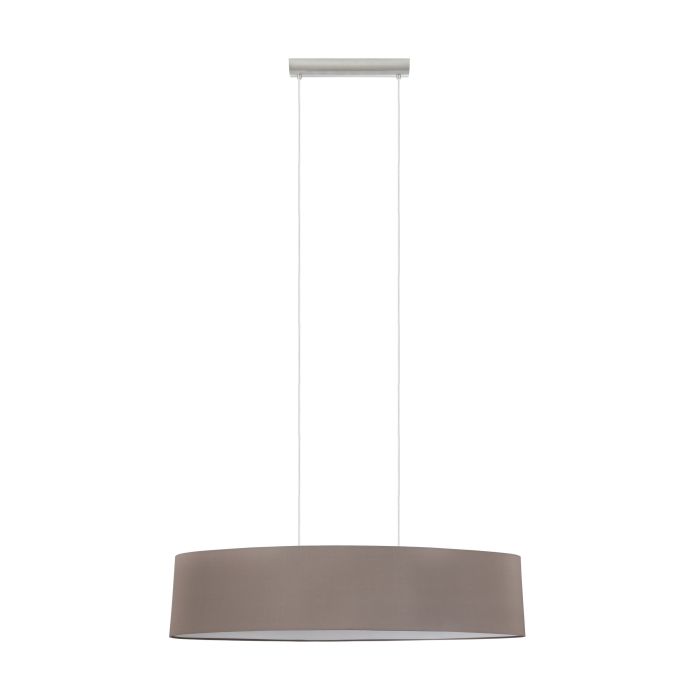 Large Pendant Light with Taupe Fabric Shade