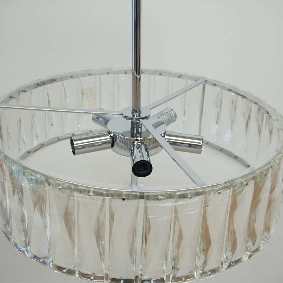 5-Light Round Pendant Light w/ Crystal Shade in Chrome