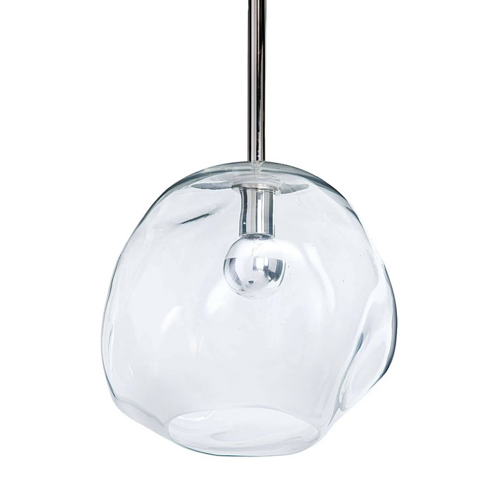 Detroit 1-Light Large Molten Glass Globe Pendant with Nickel Pipe