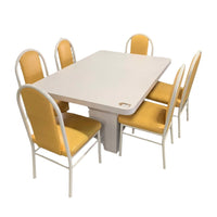 6 Chairs Dining Set in White and Yellow