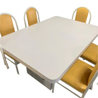 6 Chairs Dining Set in White and Yellow