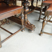 6-Chair Vintage Style Wooden Dining Set in Walnut