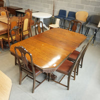 6-Chair Vintage Style Wooden Dining Set in Walnut
