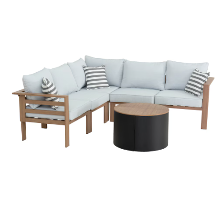 Hampton Bay Arcadian 6-Piece Patio Set - Grey Cushions, Coffee Table