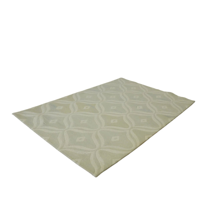 6x9-ft Organic Weave Carpet, Wool & Cotton, Off White
