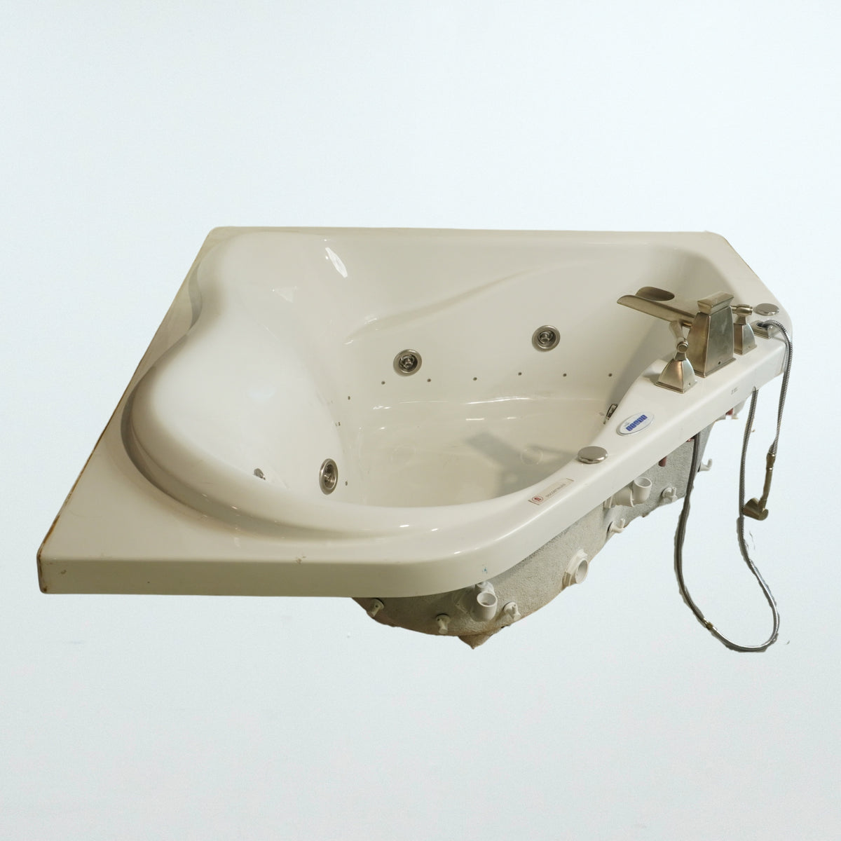 60-inch Acrylic Corner Spa Bathtub w/ Faucet