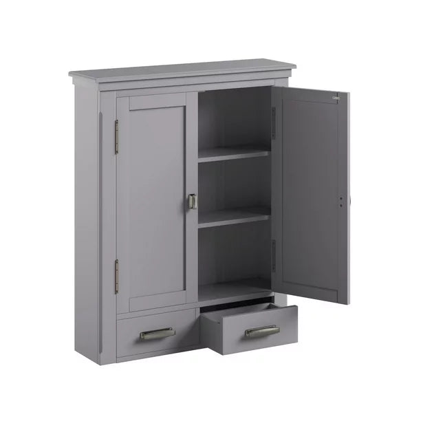 DHP Otum Bathroom Wall-Mounted Storage Cabinet with Drawers and Shelving, Gray