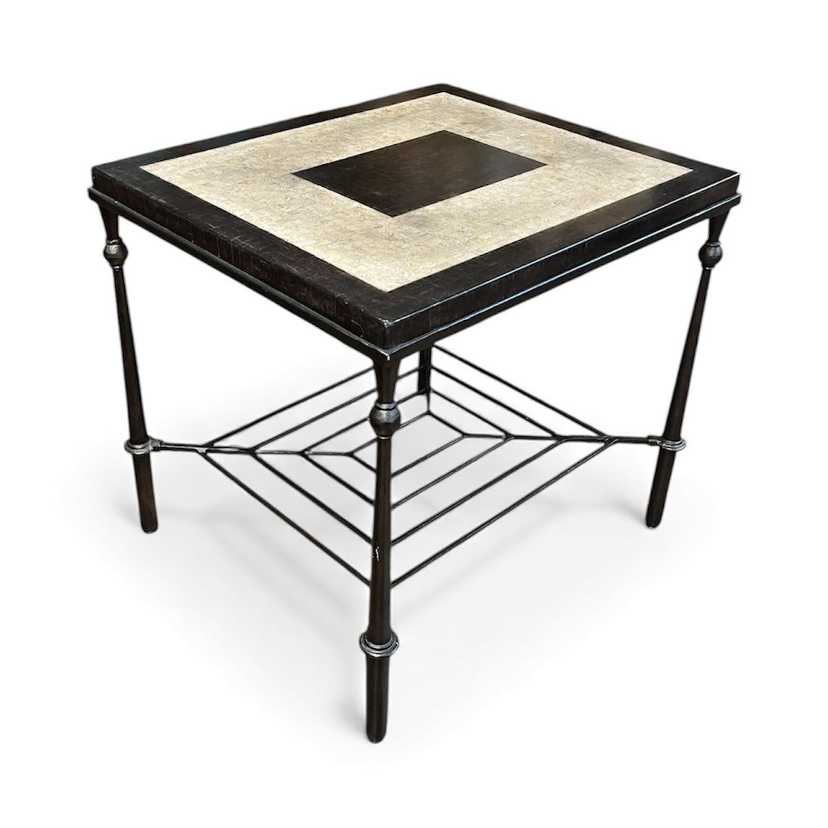 Two Tone Accent Table with Iron Base