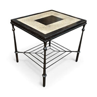 Two Tone Accent Table with Iron Base