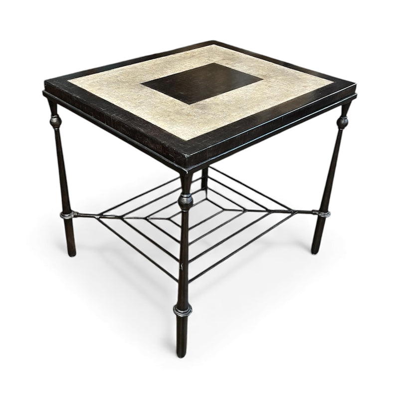 Two Tone Accent Table with Iron Base