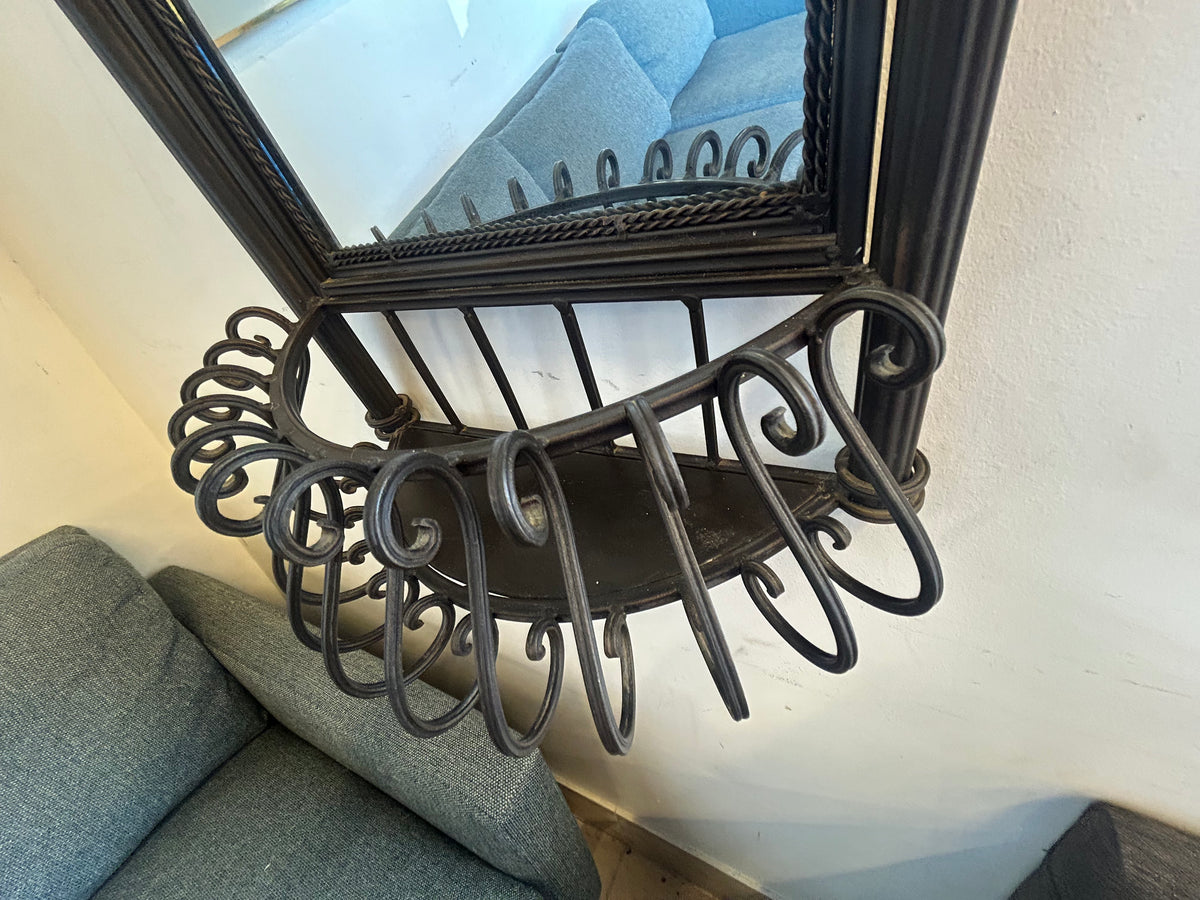 Spanish Revival Style Wrought Iron Wall Mirror