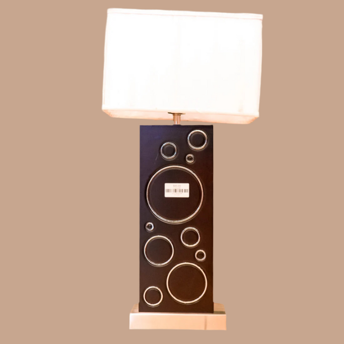 30.25-Inch High Rectangular Table Lamp with Graphic Motif