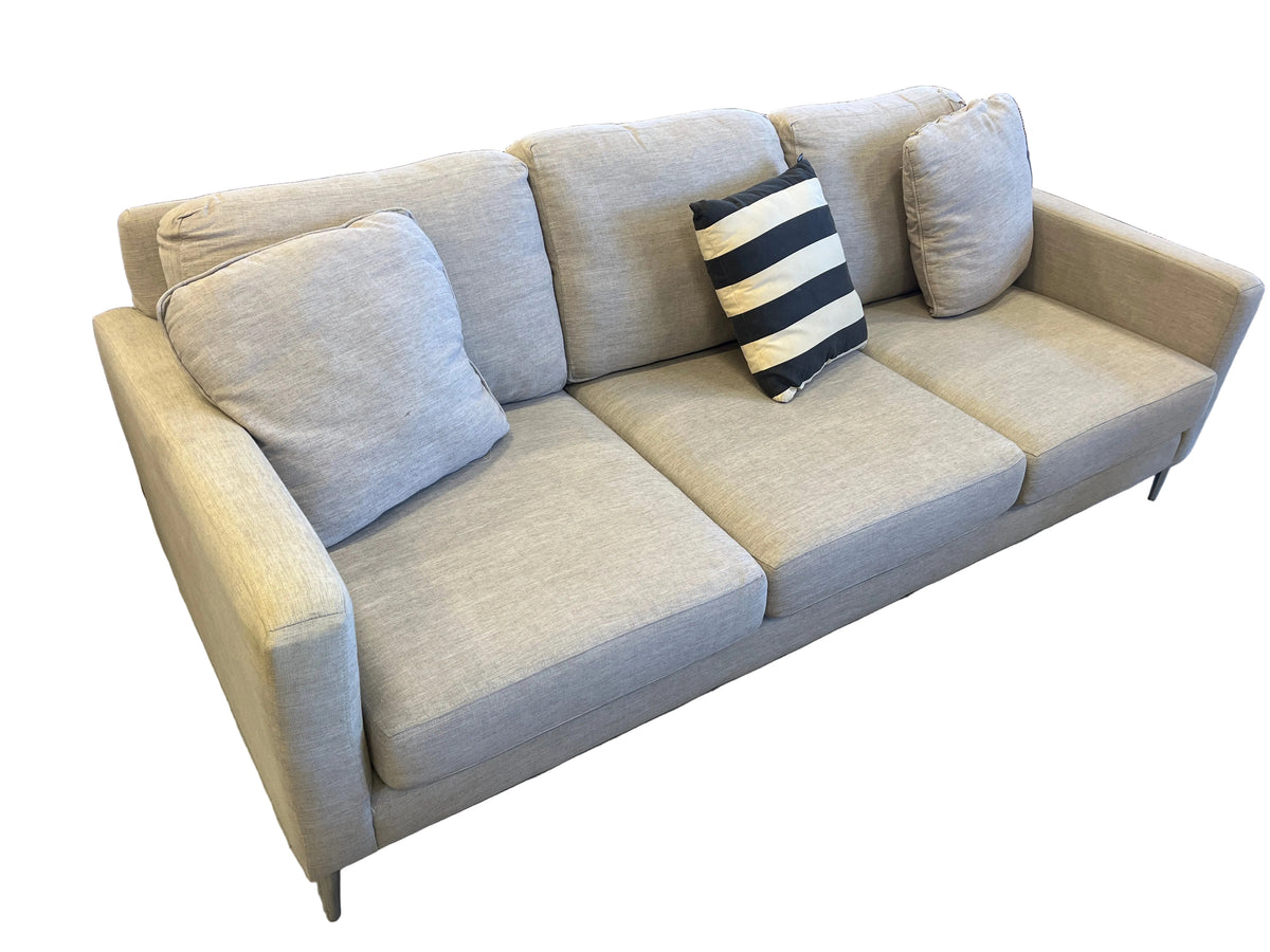 3-Seater Light Grey Thick Upholstered Fabric Sofa