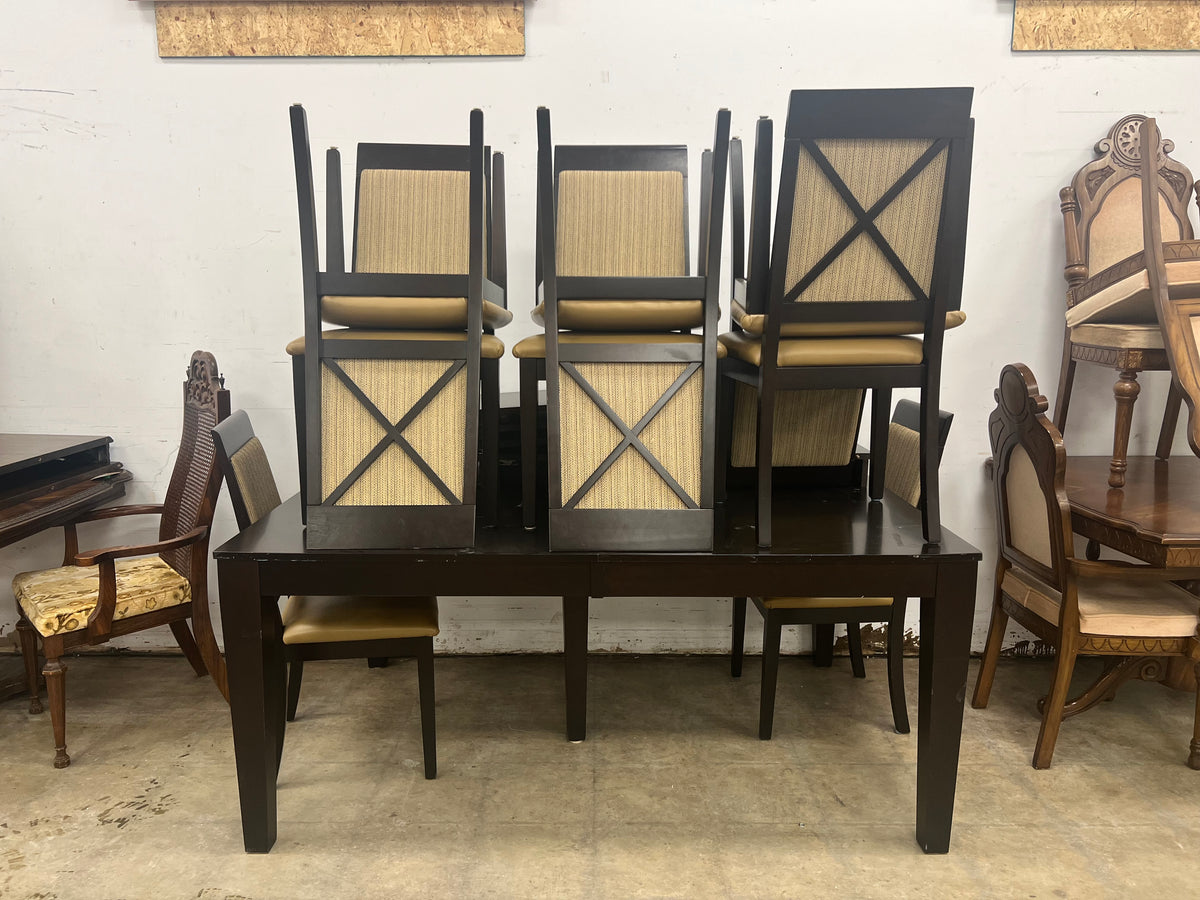 Black Brown Dining Set with 4 Leaves