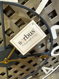 Sorbus 24 inch White Decorative Numeral Wall Clock with Gold Details