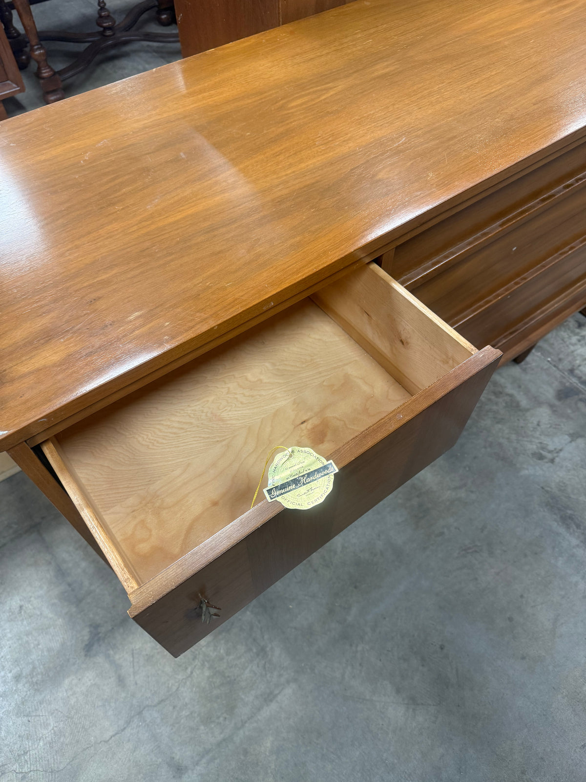 Mid-Century Modern Hardwood 6 Drawer Lowboy Dresser