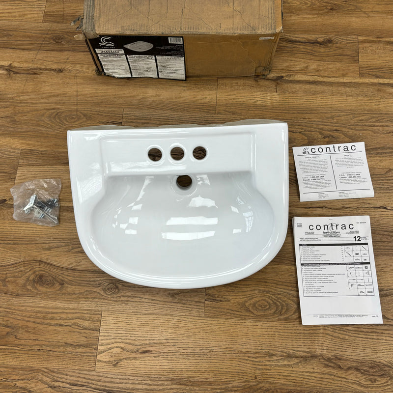 20.5x16.5-Inch Mini Pedestal Basin Only with 4in. Center in White, 4343AMX