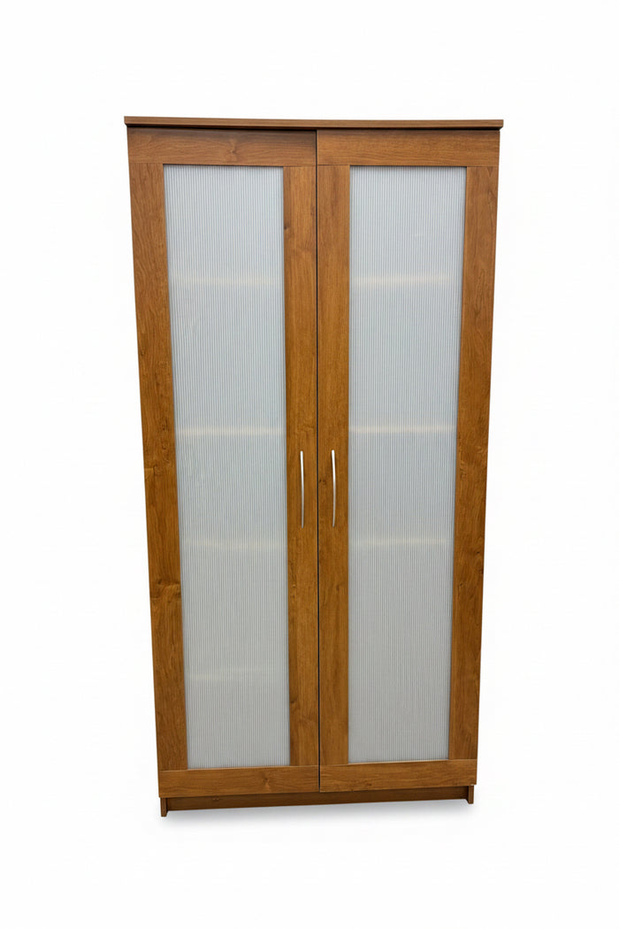 Honey Brown Wood Laminate Wardrobe Storage Cabinet