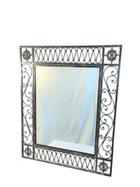 Wrought Iron Wall Mirror With Scroll Detailing