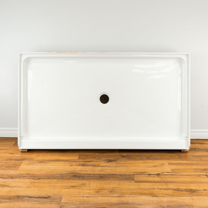 60" x 36" Center Drain Acrylic Shower Base in White
