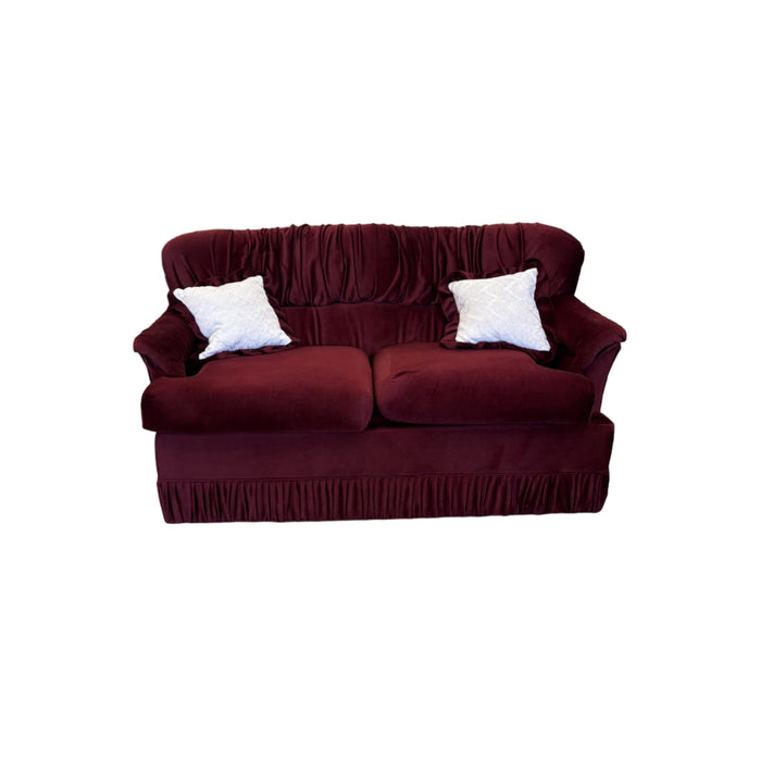 61-Inch Red Velvet Love Seat