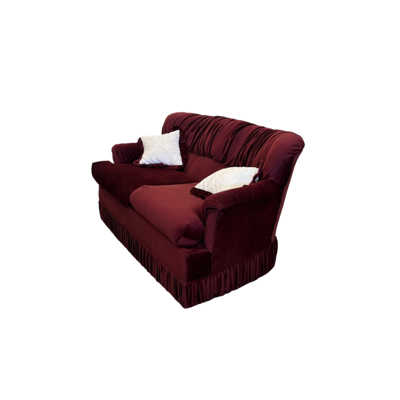 61-Inch Red Velvet Love Seat