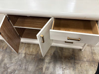 Retro Cream-Colored Dresser with Large Mirror