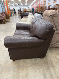 Chocolate Brown Color Faux Leather Loveseat