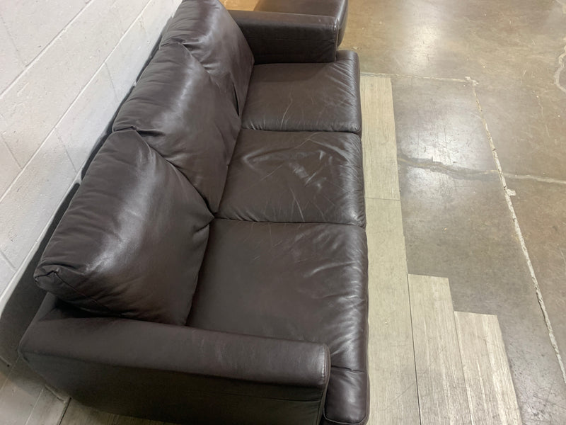 Dark Brown Leather sofa with Ottoman