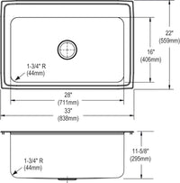 Elkao|#Elkay DLRS3322123 18 Gauge Stainless Steel 33 Inch x 22 Inch x 11.625 Inch Single Bowl Top Mount Kitchen Sink- 3 Hole,