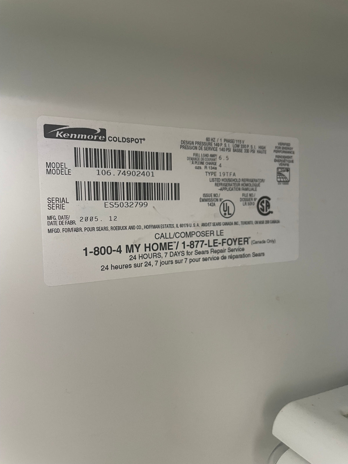 Kenmore Elite White Refrigerator