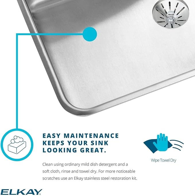 Elkay ELUH1316PDBG Lustertone Classic Single Bowl Undermount Stainless Steel Sink Kit with Perfect Drain