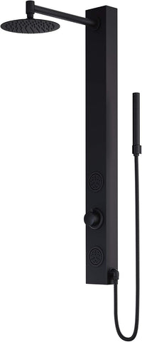 VIGO VG08016MB Gardenia 2.25" L -4.0" W -39.38" H Retro-Fit Shower Massage Panel 2 -Jet High Pressure Shower System with Control Type, Brass Hardware in Matte Black Finish