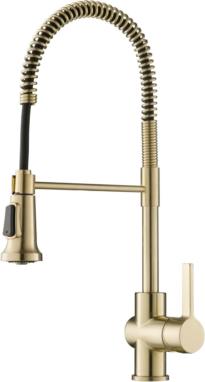 Kraus Britt Commercial Style Kitchen Faucet in Spot Free Antique Champagne Bronze, KPF-1690SFACB