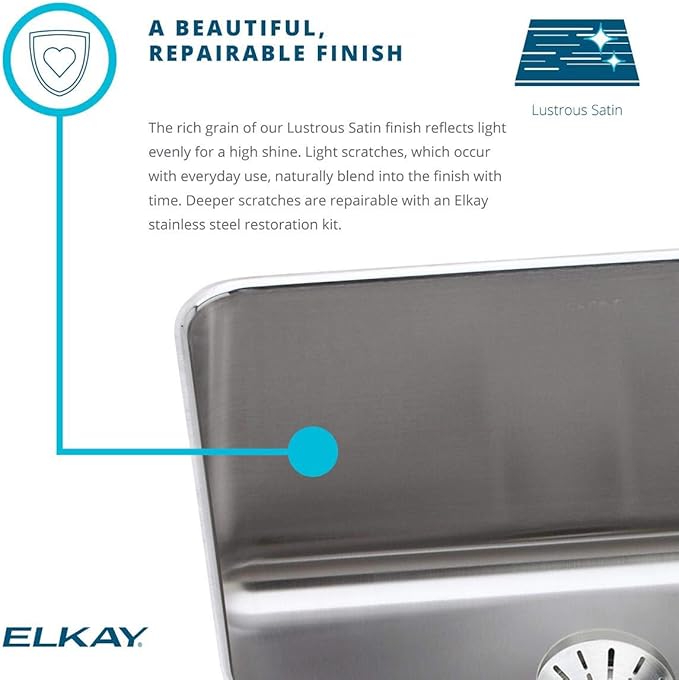 Elkay ELUH1316PDBG Lustertone Classic Single Bowl Undermount Stainless Steel Sink Kit with Perfect Drain