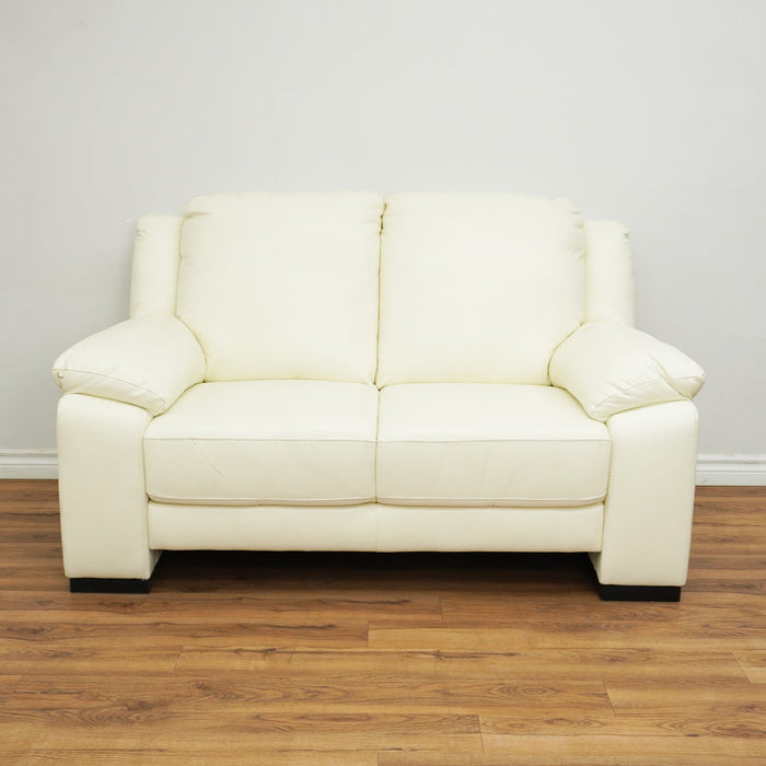 62-inch 2-Seater Leather Loveseat Sofa in White