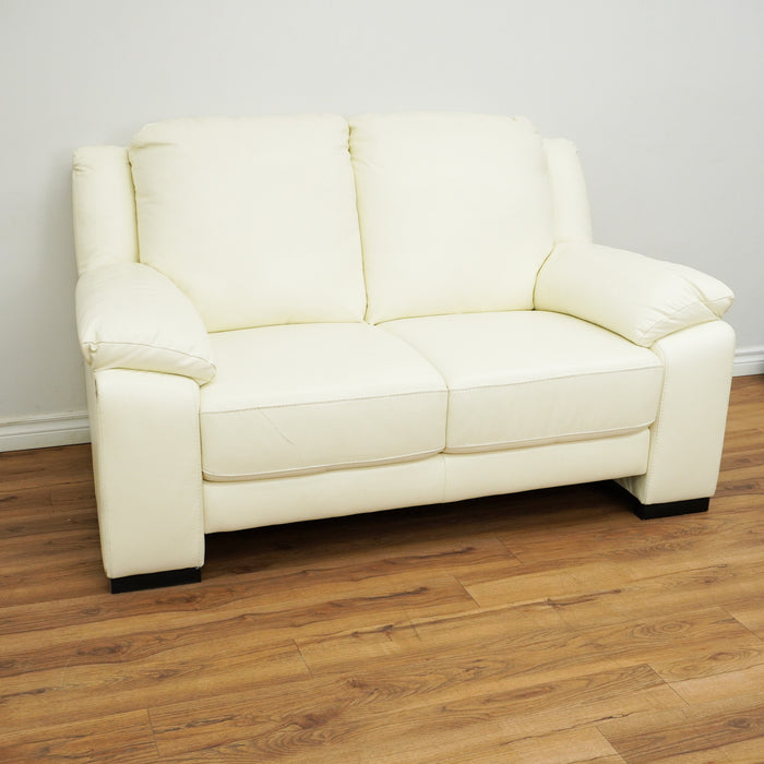 62-inch 2-Seater Leather Loveseat Sofa in White