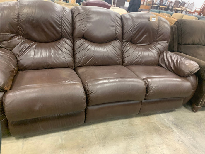 Brown Leather Reclining Sofa