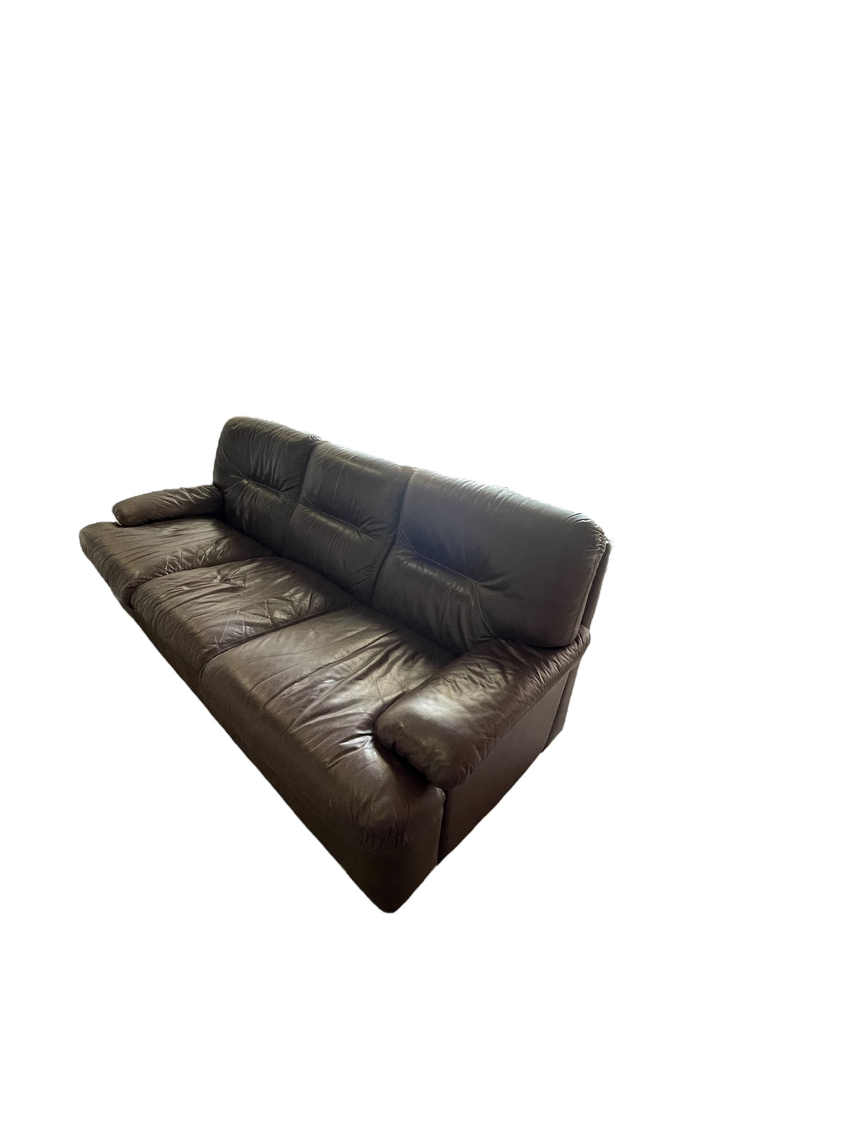 Dark Brown Leather 3-Seater Sofa