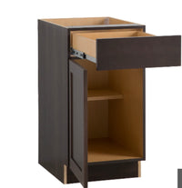 Hampton Bay Edson 18-inch W x 34.5-inch H x 24.5-inch D Shaker Style Assembled Kitchen Base Cabinet/Cupboard in Dusk Cocoa Brown with Adjustable Shelf/Soft Close Drawer (B18L)