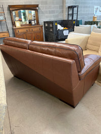 70" Brown Leather Loveseat Sofa