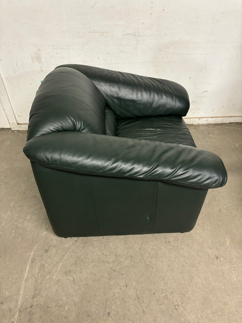 Forest Green Genuine Leather Armchair