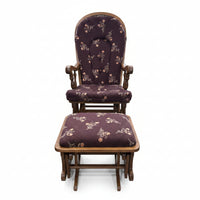Vintage Wooden Glider Rocking Chair and Ottoman